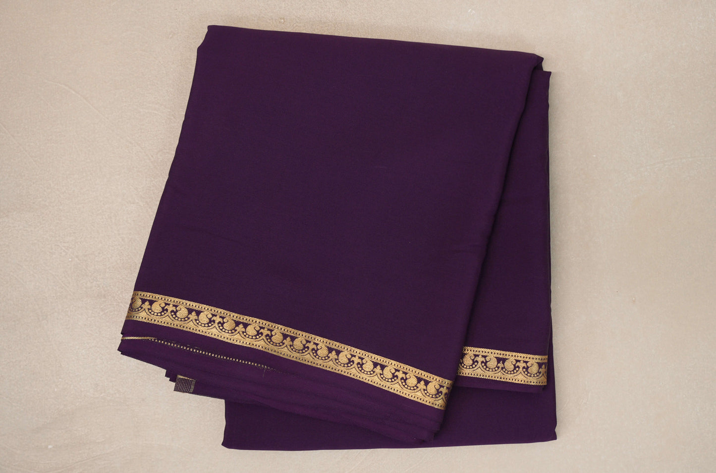 Deep Plum Purple Mysore Silk Saree