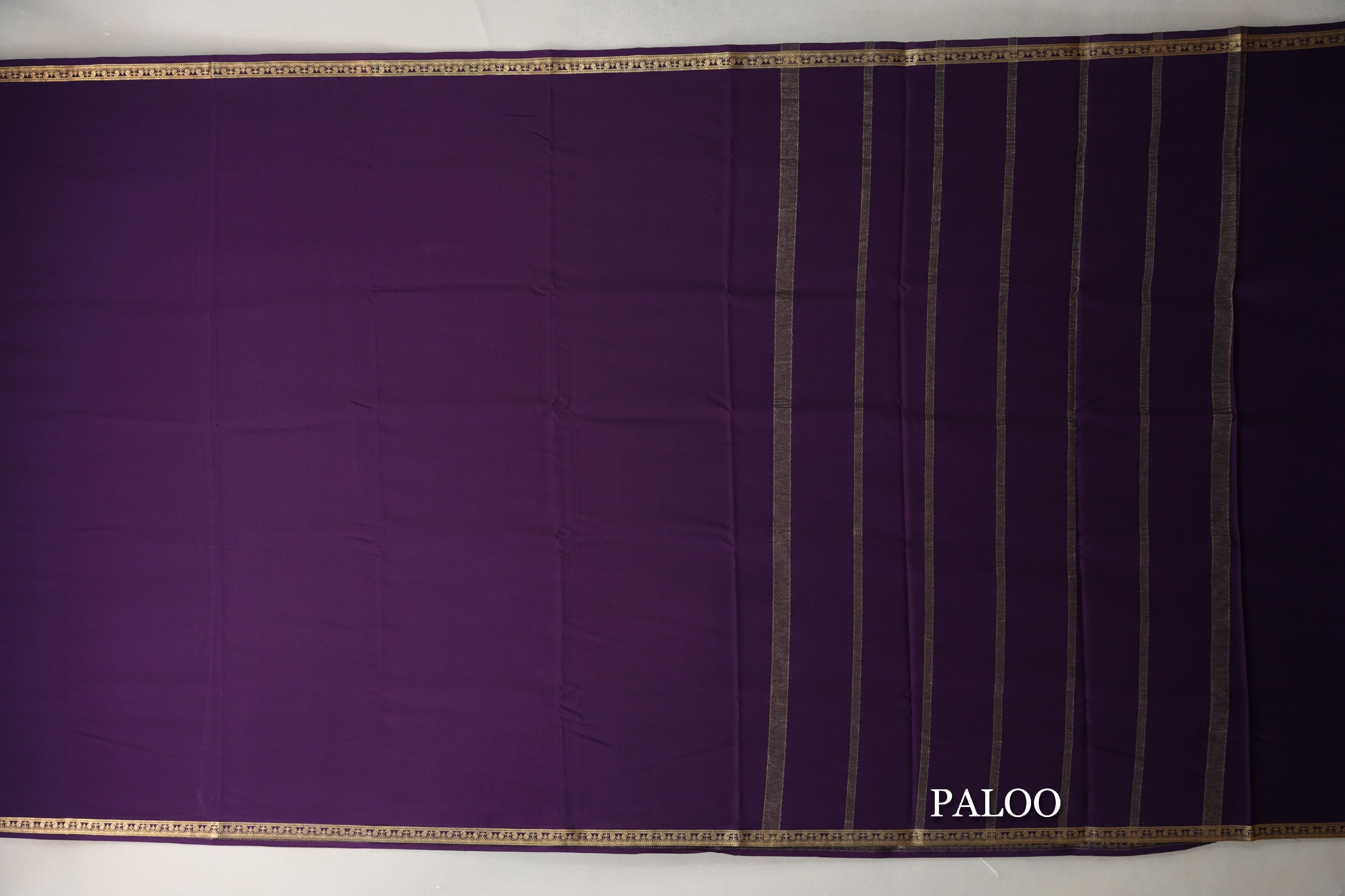 Deep Plum Purple Mysore Silk Saree paloo