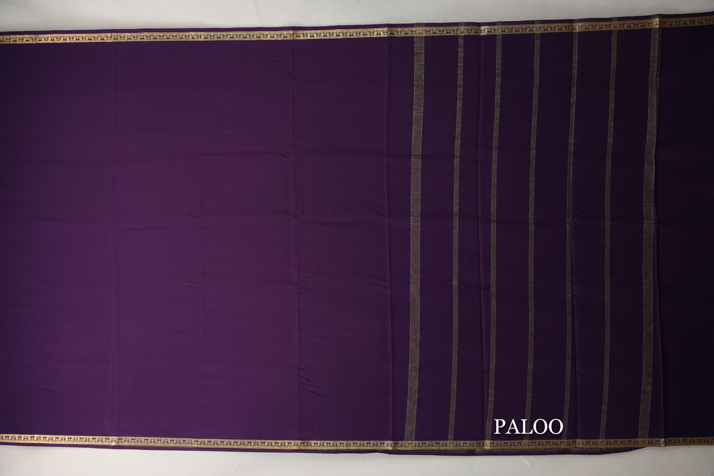 Deep Plum Purple Mysore Silk Saree paloo