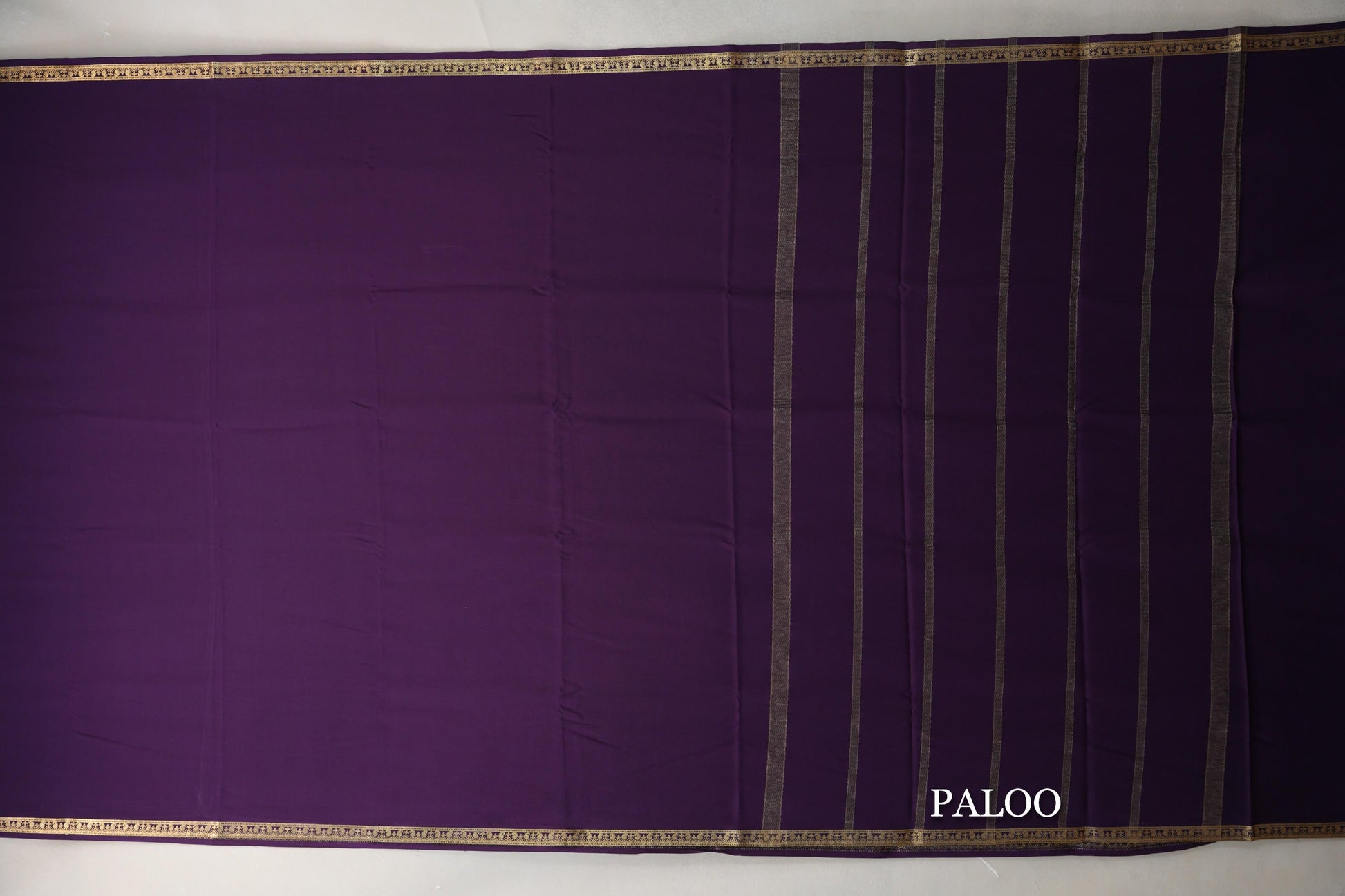 Deep Plum Purple Mysore Silk Saree paloo