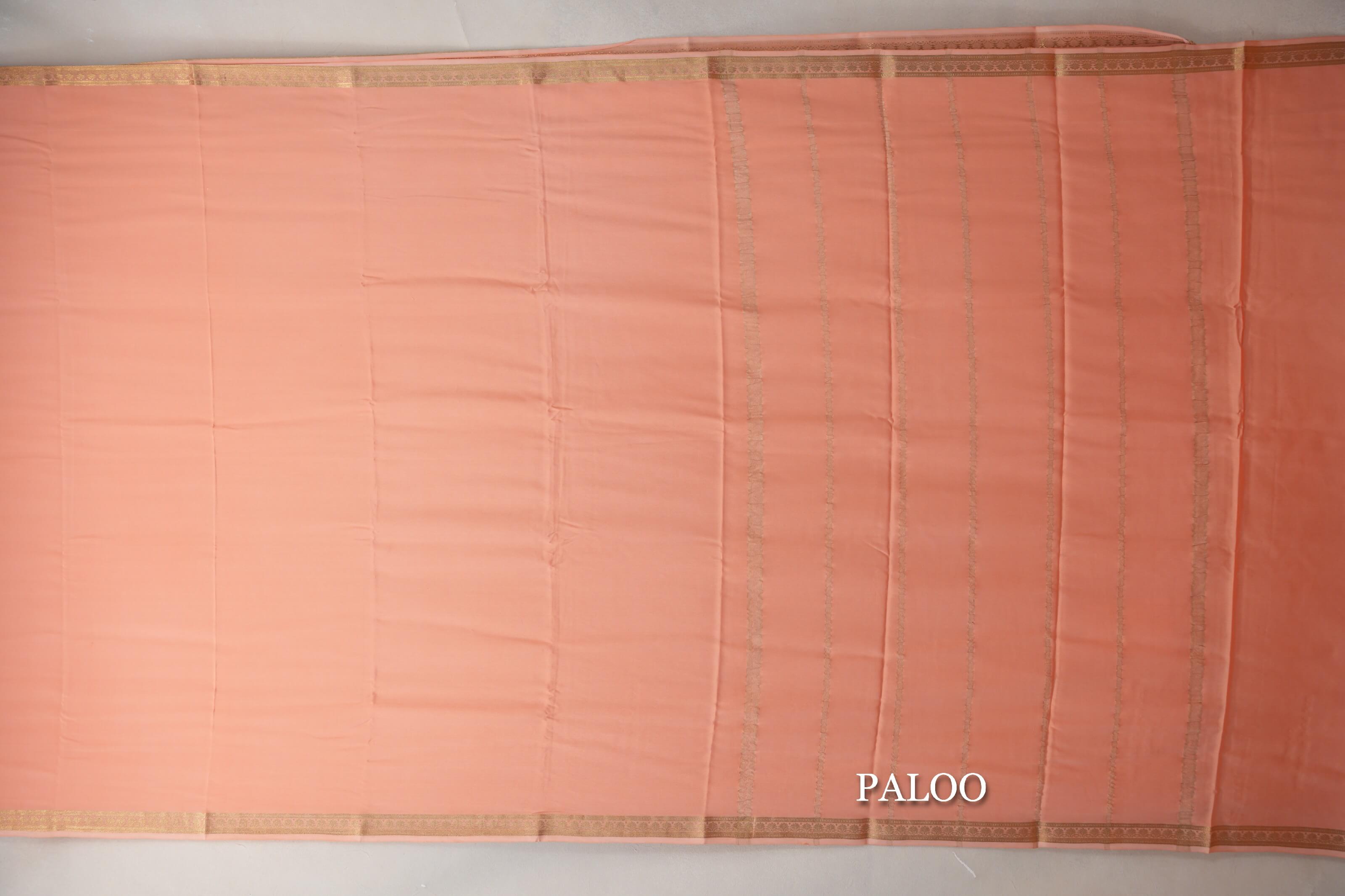 Peach Mysore Silk Saree paloo