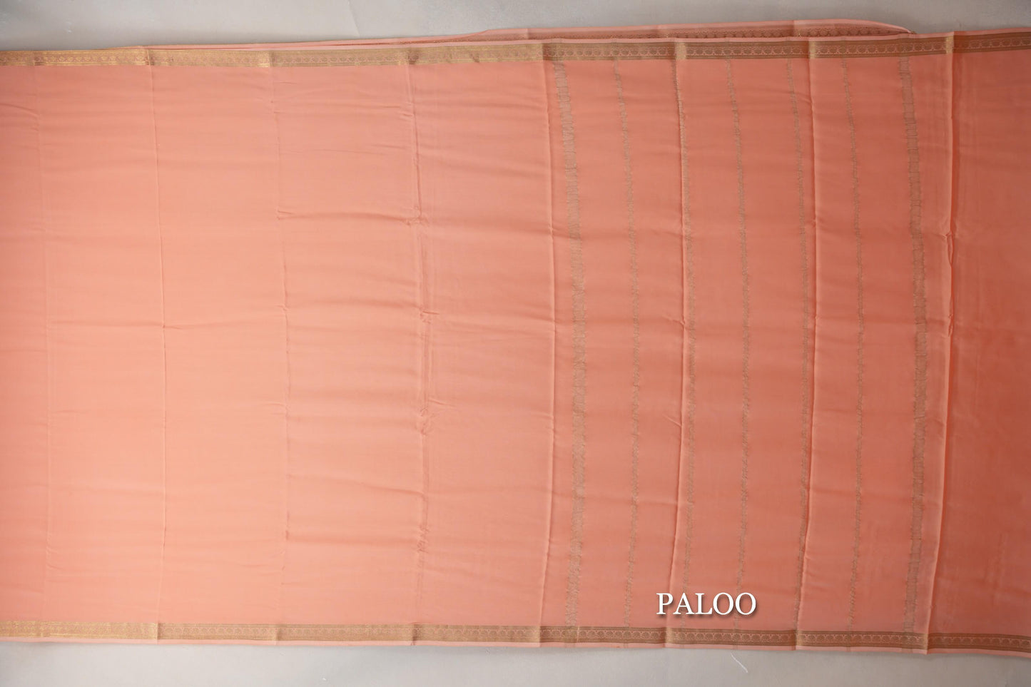 Peach Mysore Silk Saree paloo