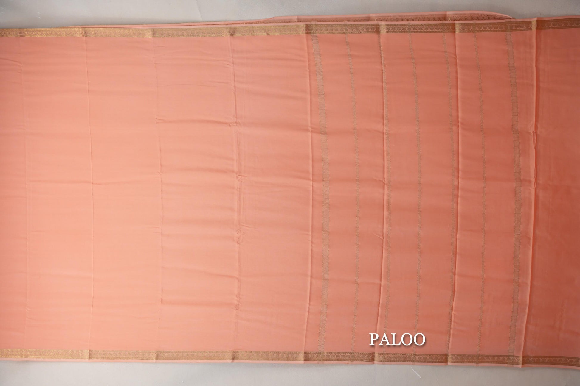 Peach Mysore Silk Saree paloo
