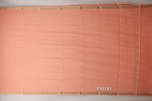 Peach Mysore Silk Saree paloo