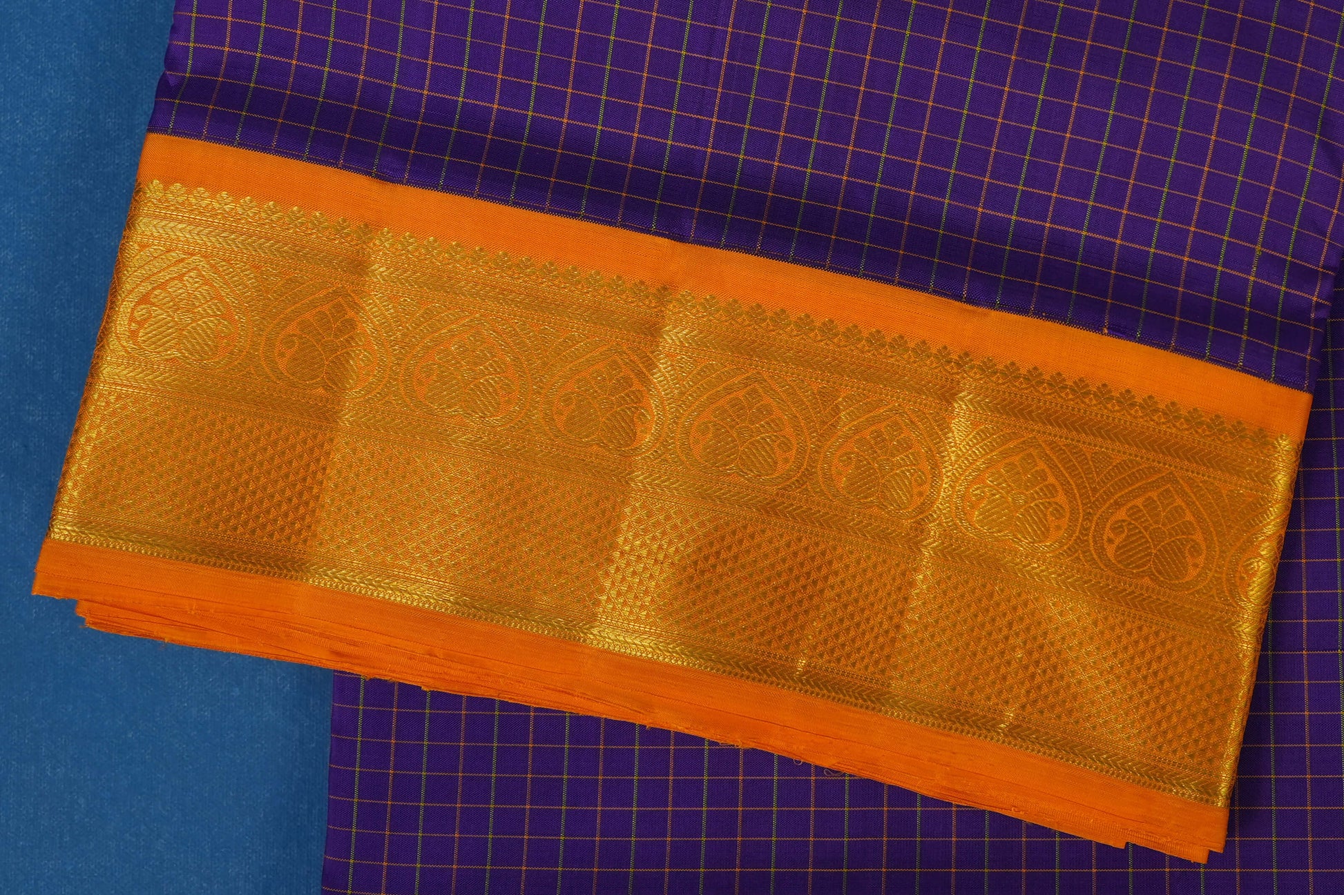 checked ten yards madisar silk saree