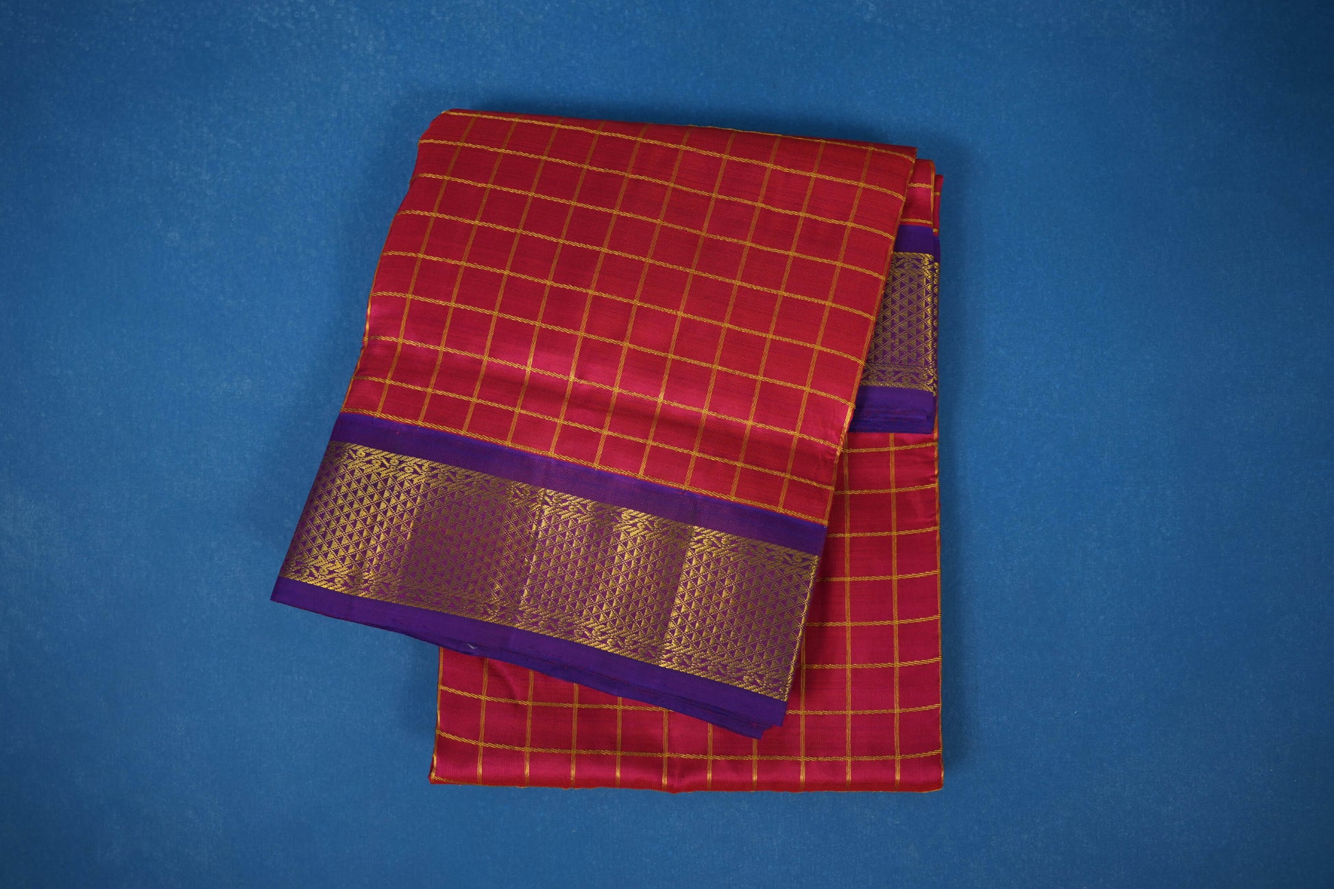 Tomato pink ten yards madisar silk saree