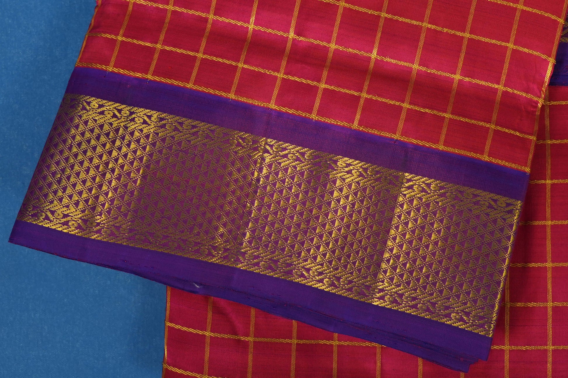 checked ten yards madisar silk saree