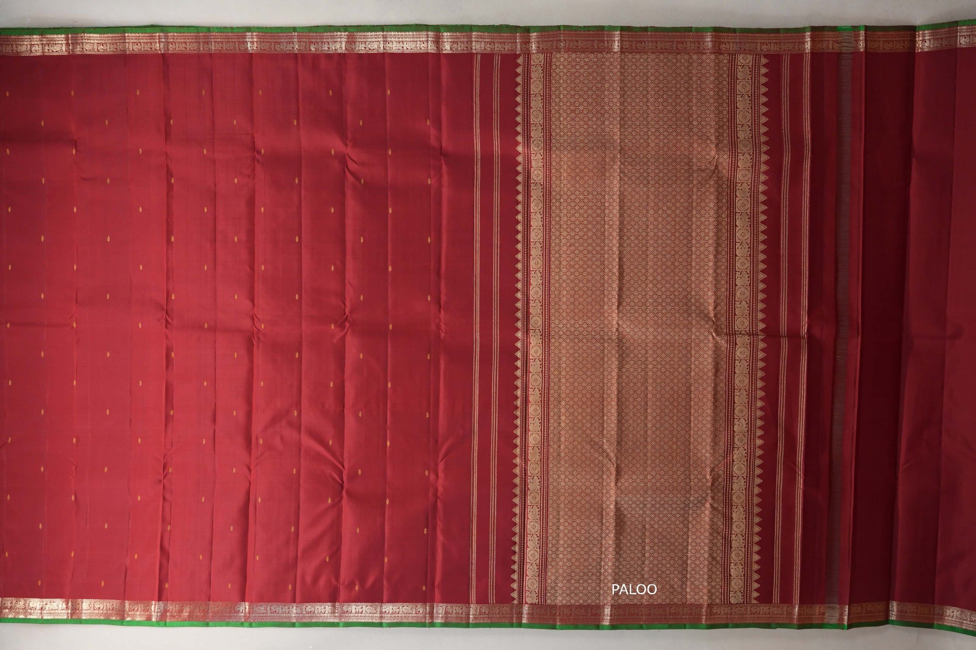 Deep Maroon Vintage Kanjivaram Silk Saree paloo