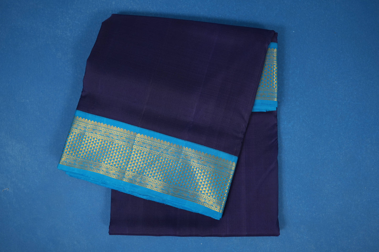 Navy blue ten yards madisar silk saree