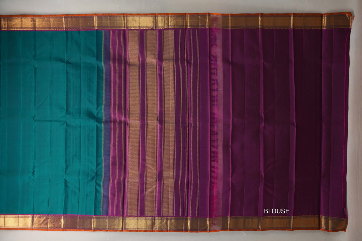 Peacock Green with deep purple border Vintage Kanjivaram Silk Saree SS9793
