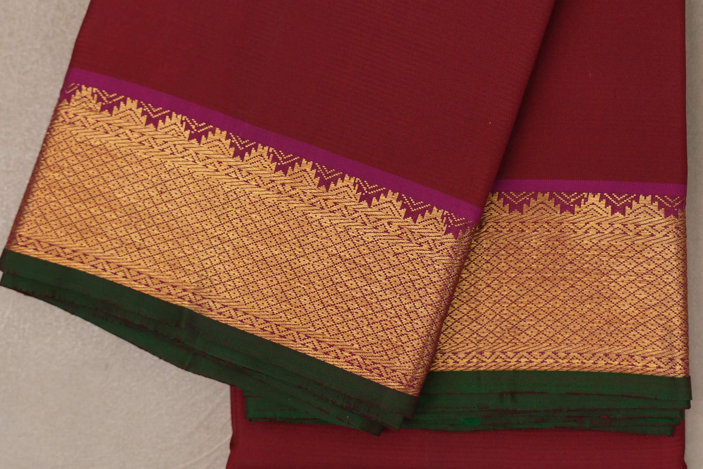 Deep Maroon with magenta border Vintage Kanjivaram Silk Saree SS9794