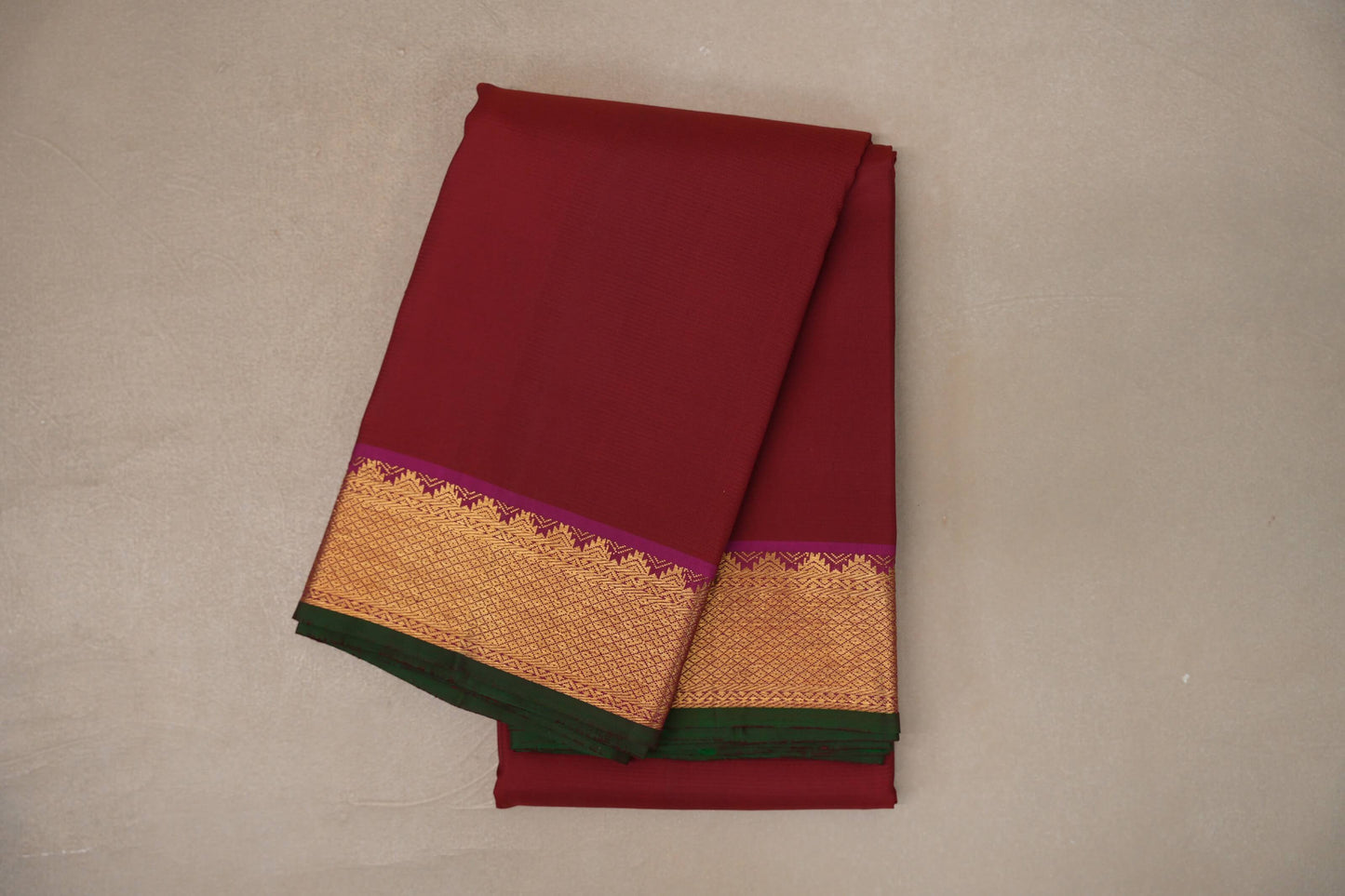 Deep Maroon with magenta border Vintage Kanjivaram Silk Saree SS9794