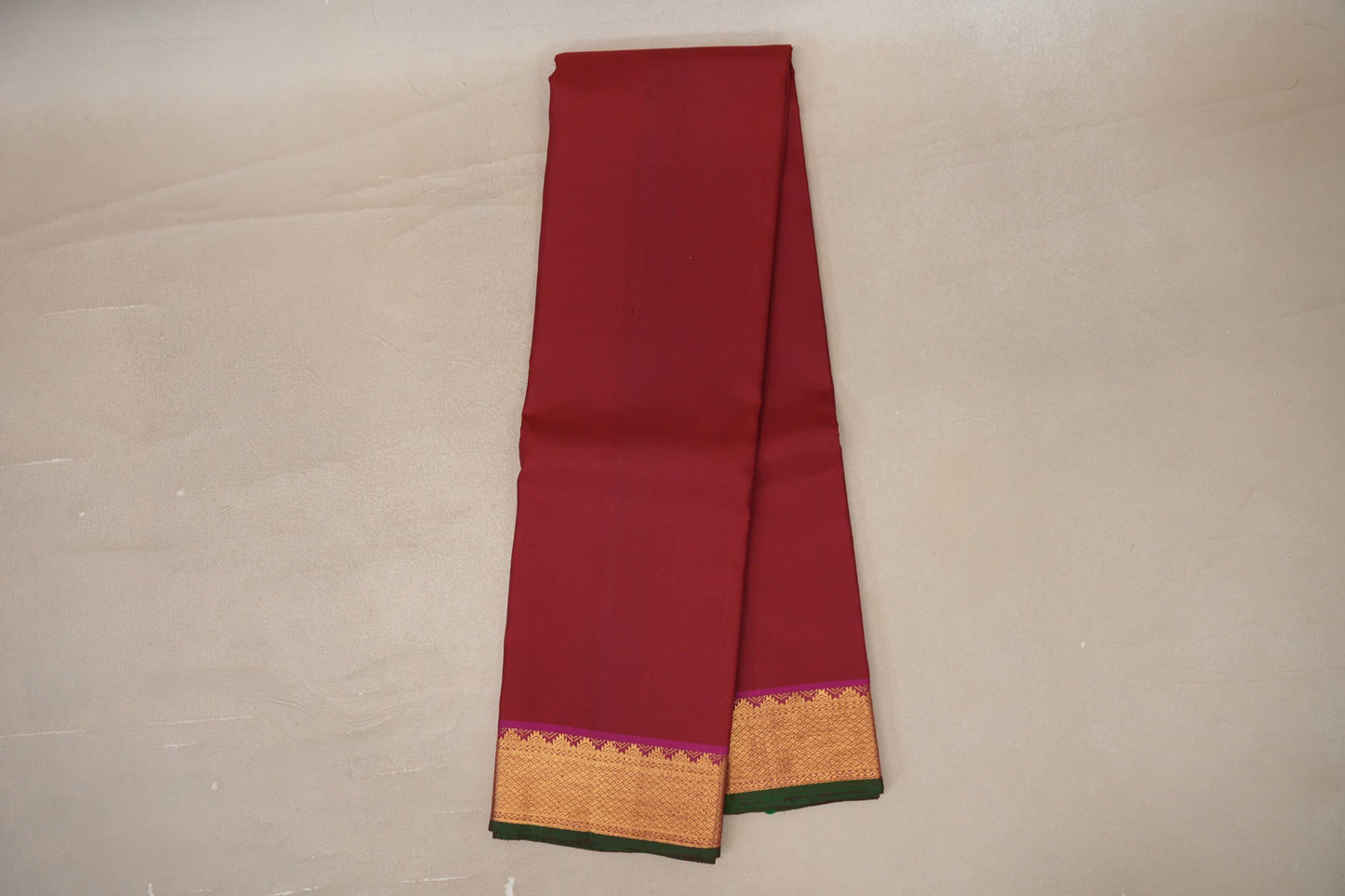 Deep Maroon with magenta border Vintage Kanjivaram Silk Saree SS9794