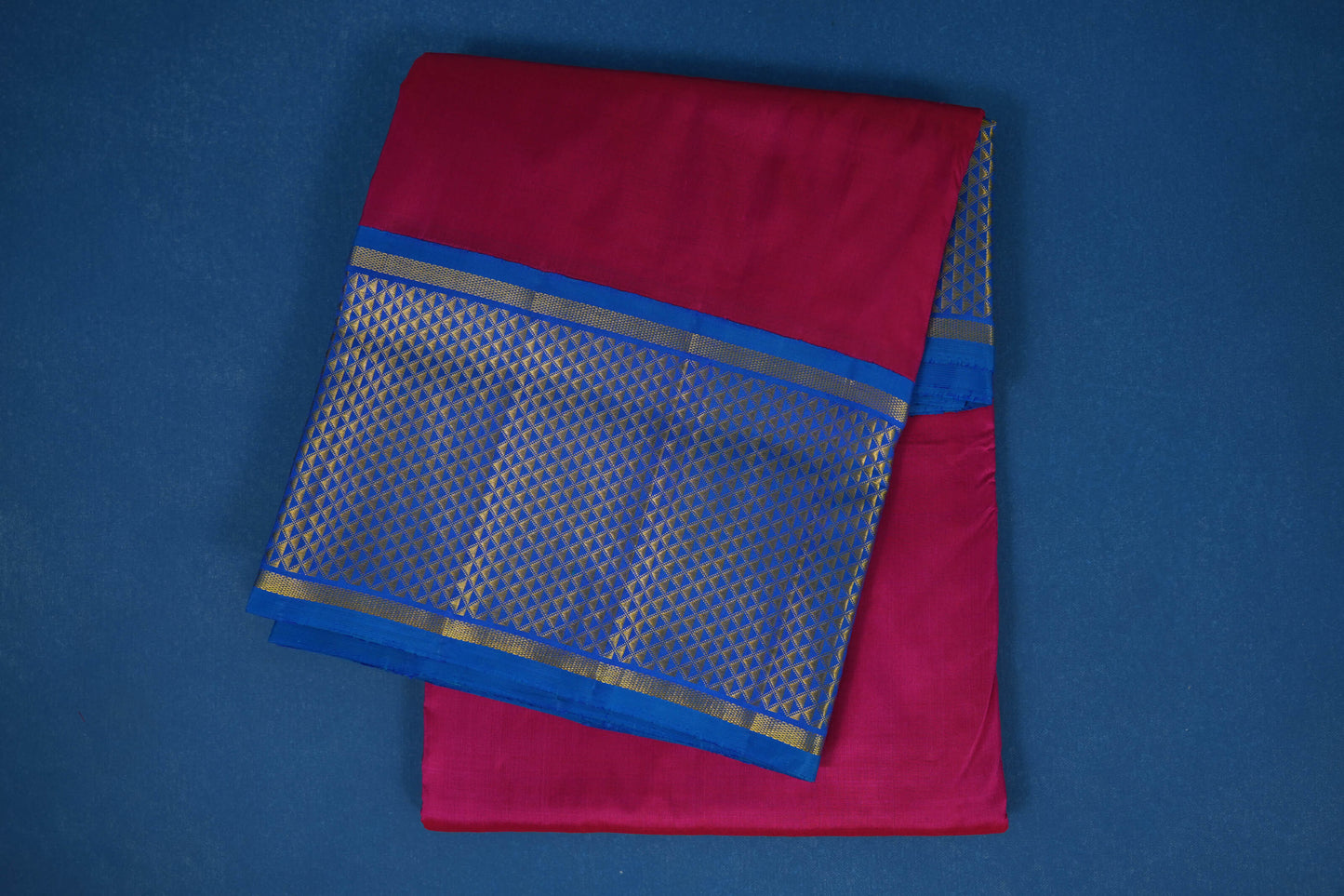 Dark pink ten yards madisar silk saree