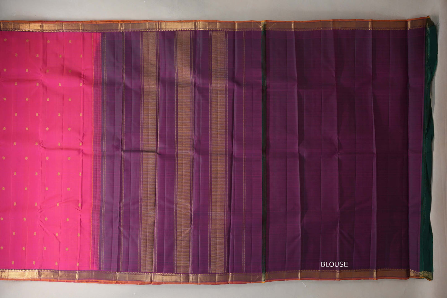 Orangish pink Vintage Kanjivaram Silk Saree  blouse