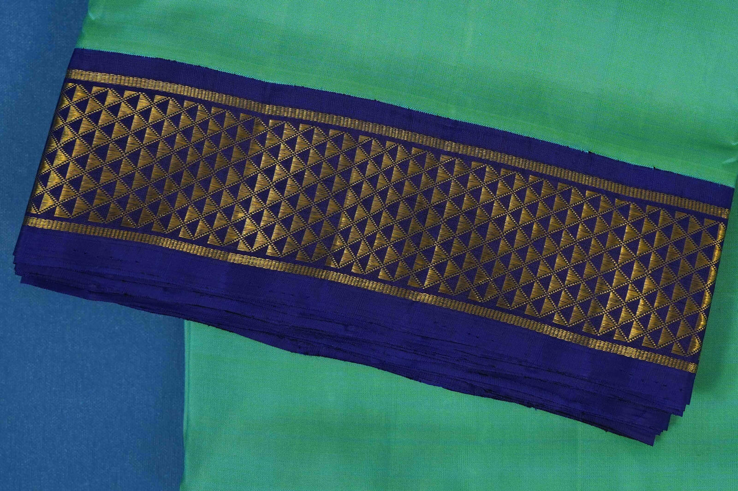 Sea Green nine yards silk saree