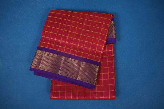 Ten yards silk saree Reddish Pink