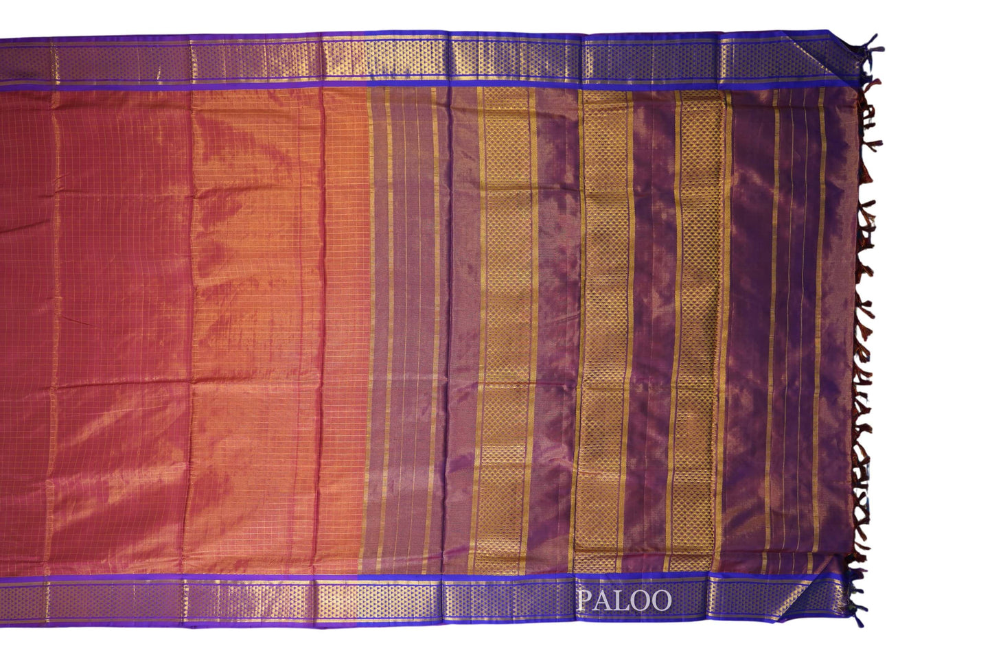 Maroon Ten yards silk saree paloo