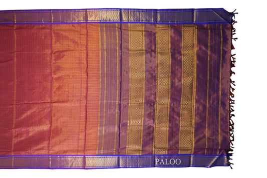 Maroon Ten yards silk saree paloo