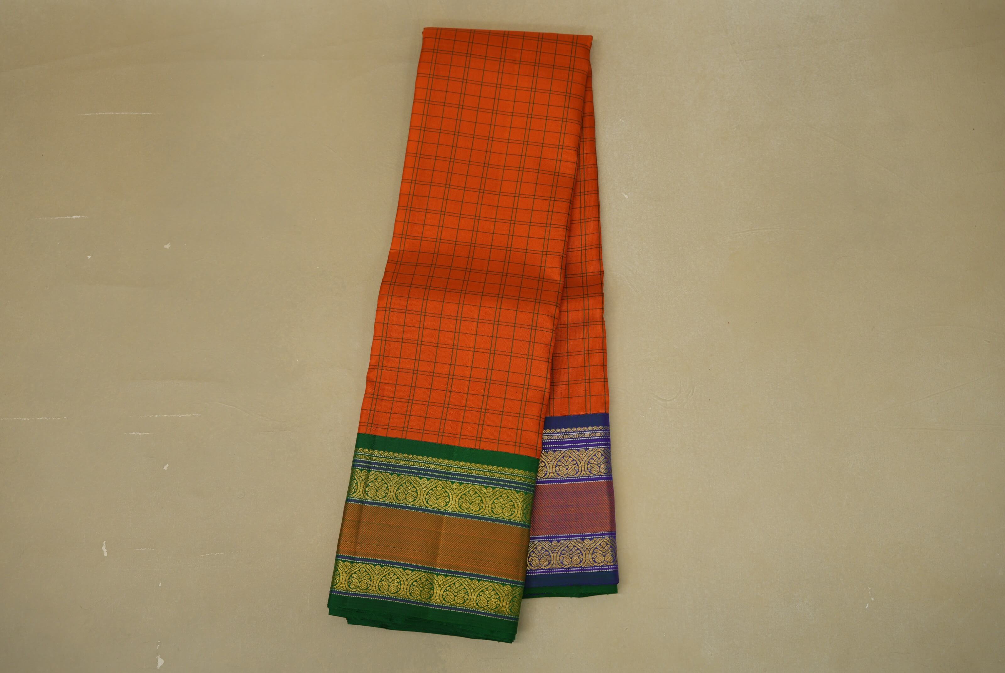 Bright Orange Heirloom Kanjivaram Silk Saree online