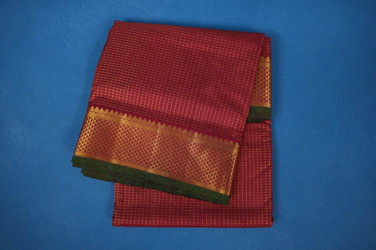 Maroon ten yards silk saree
