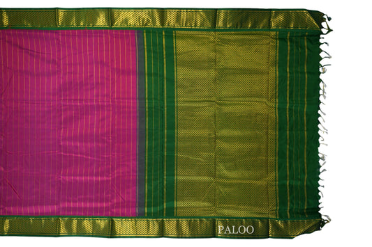 Magenta 10 yards silk saree paloo