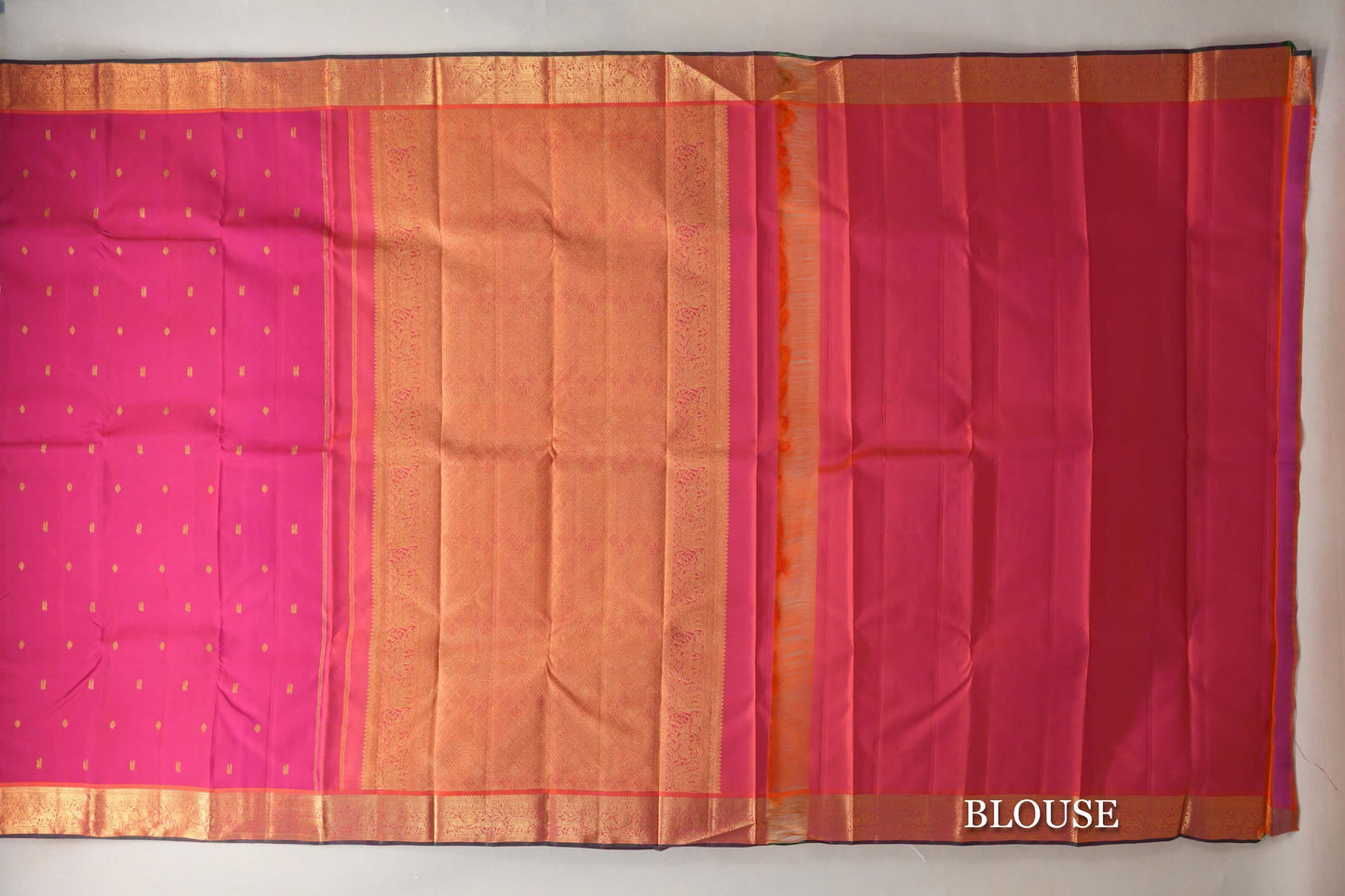 Deep Rani Pink Vintage Kanjivaram Silk Saree blouse