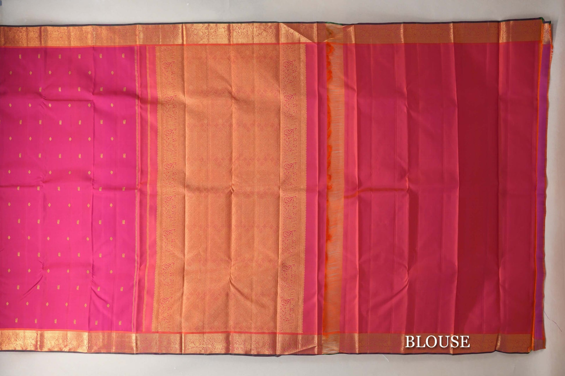 Deep Rani Pink Vintage Kanjivaram Silk Saree blouse