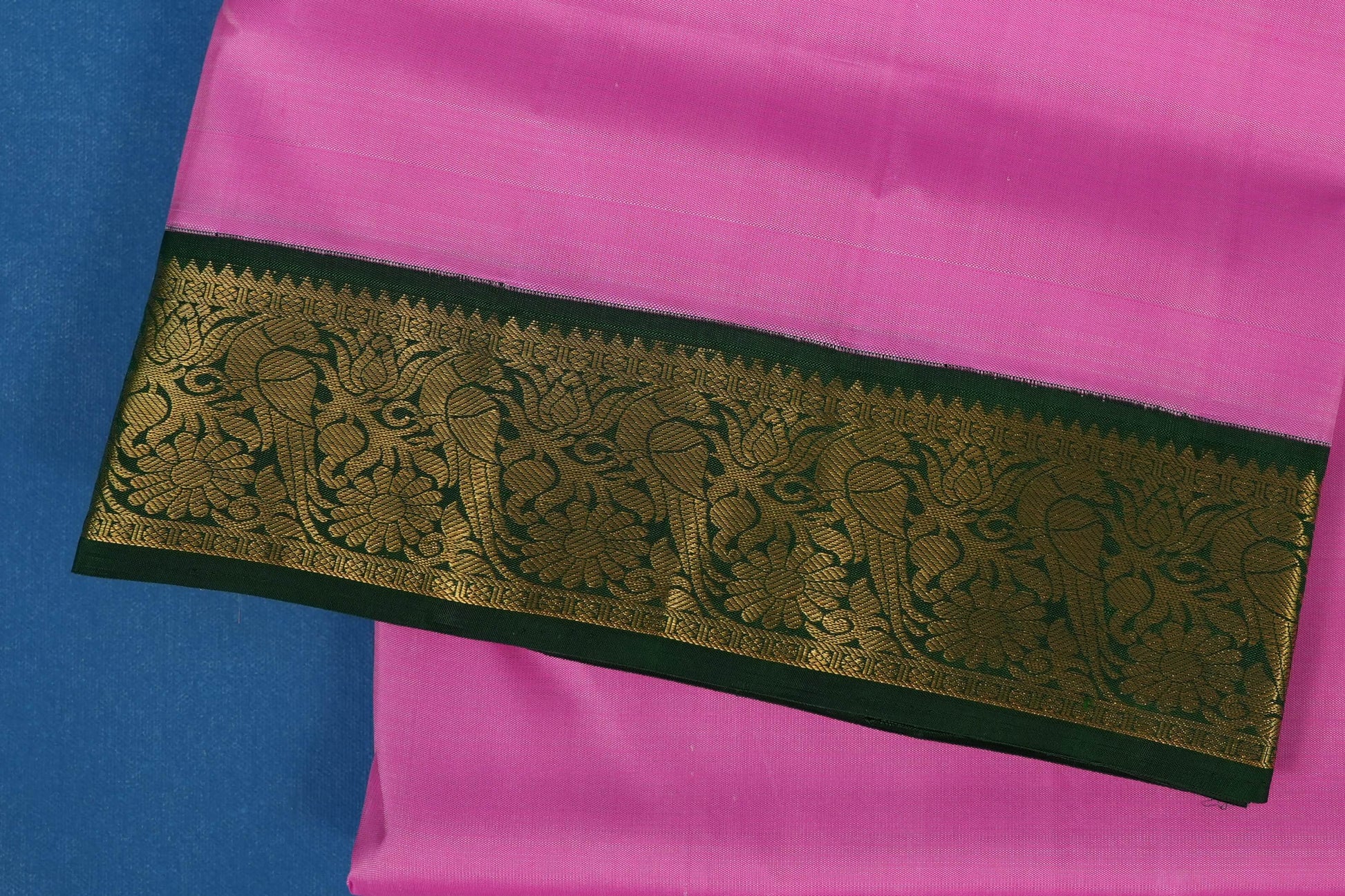 Lotus Pink nine yards silk saree paloo