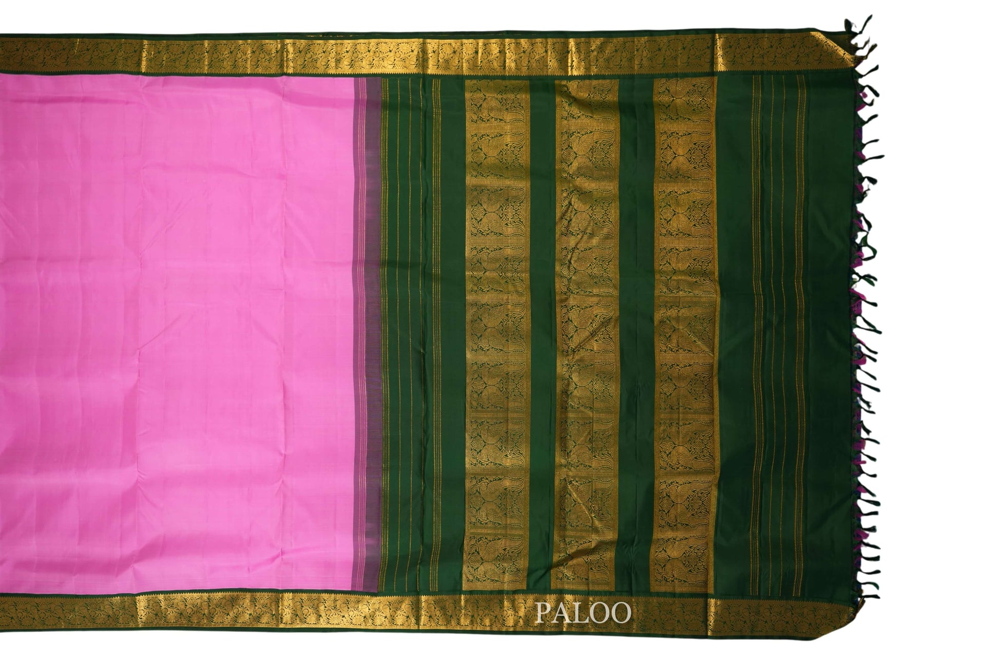 Lotus Pink 10 yards silk saree paloo