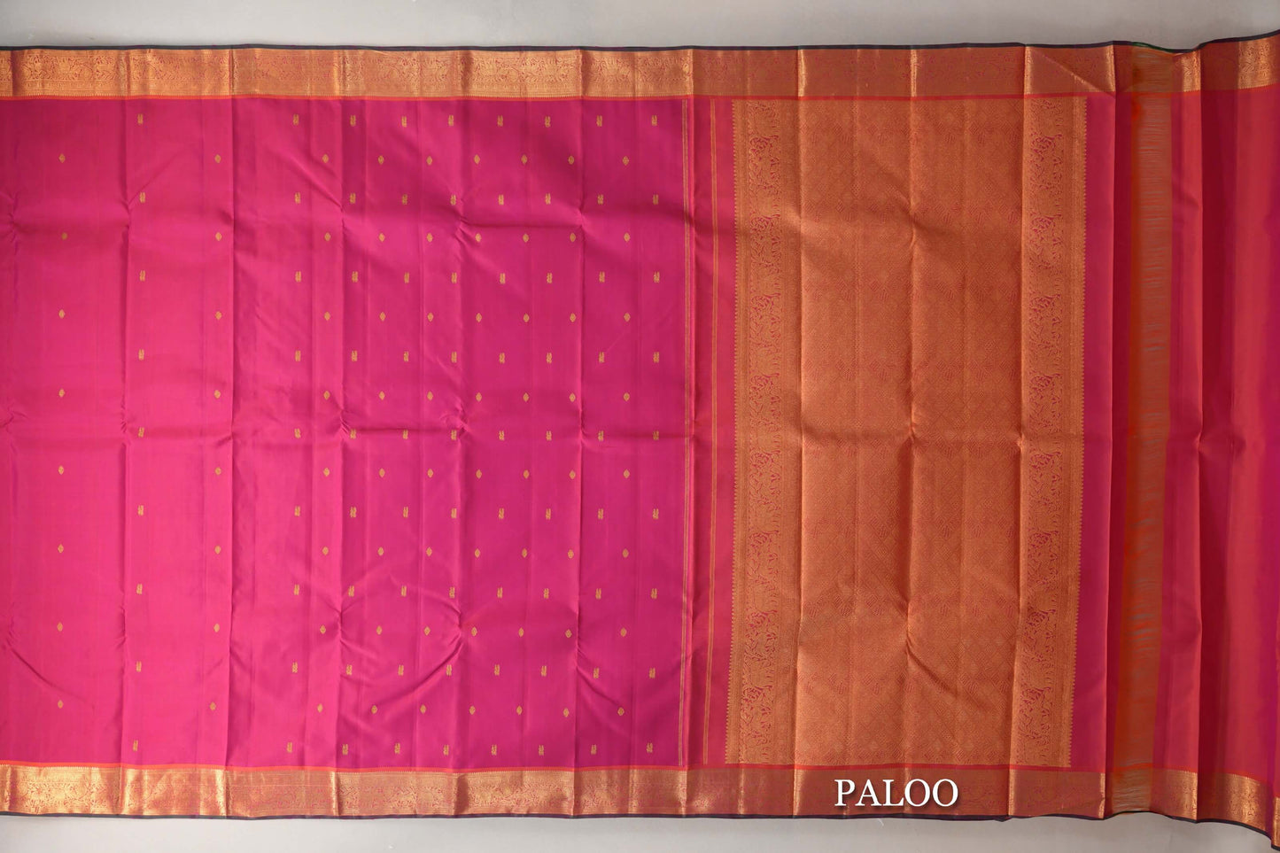 Deep Rani Pink Vintage Kanjivaram Silk Saree paloo