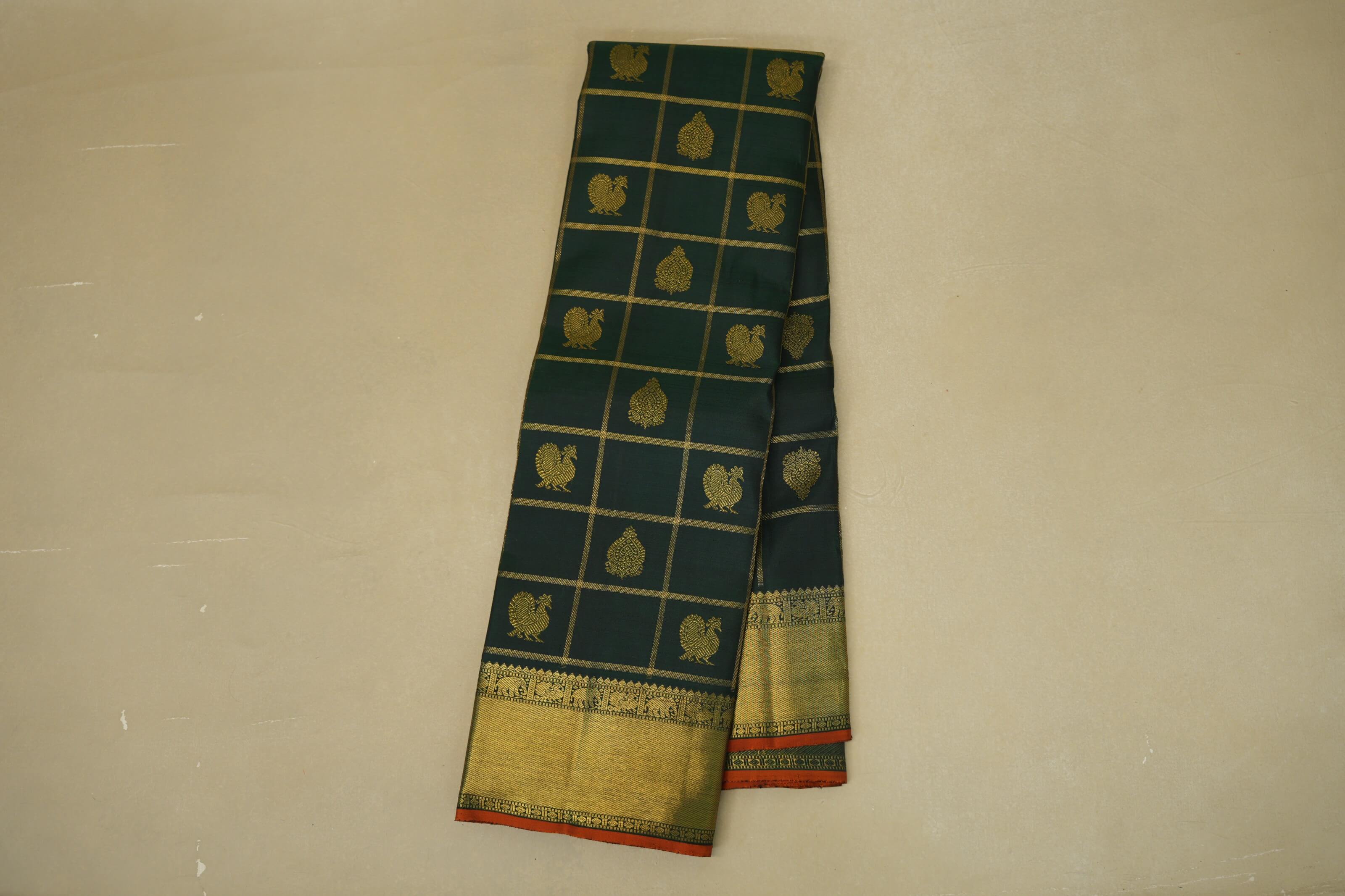 Deep Bottle Green Heirloom Kanjivaram Silk Saree online