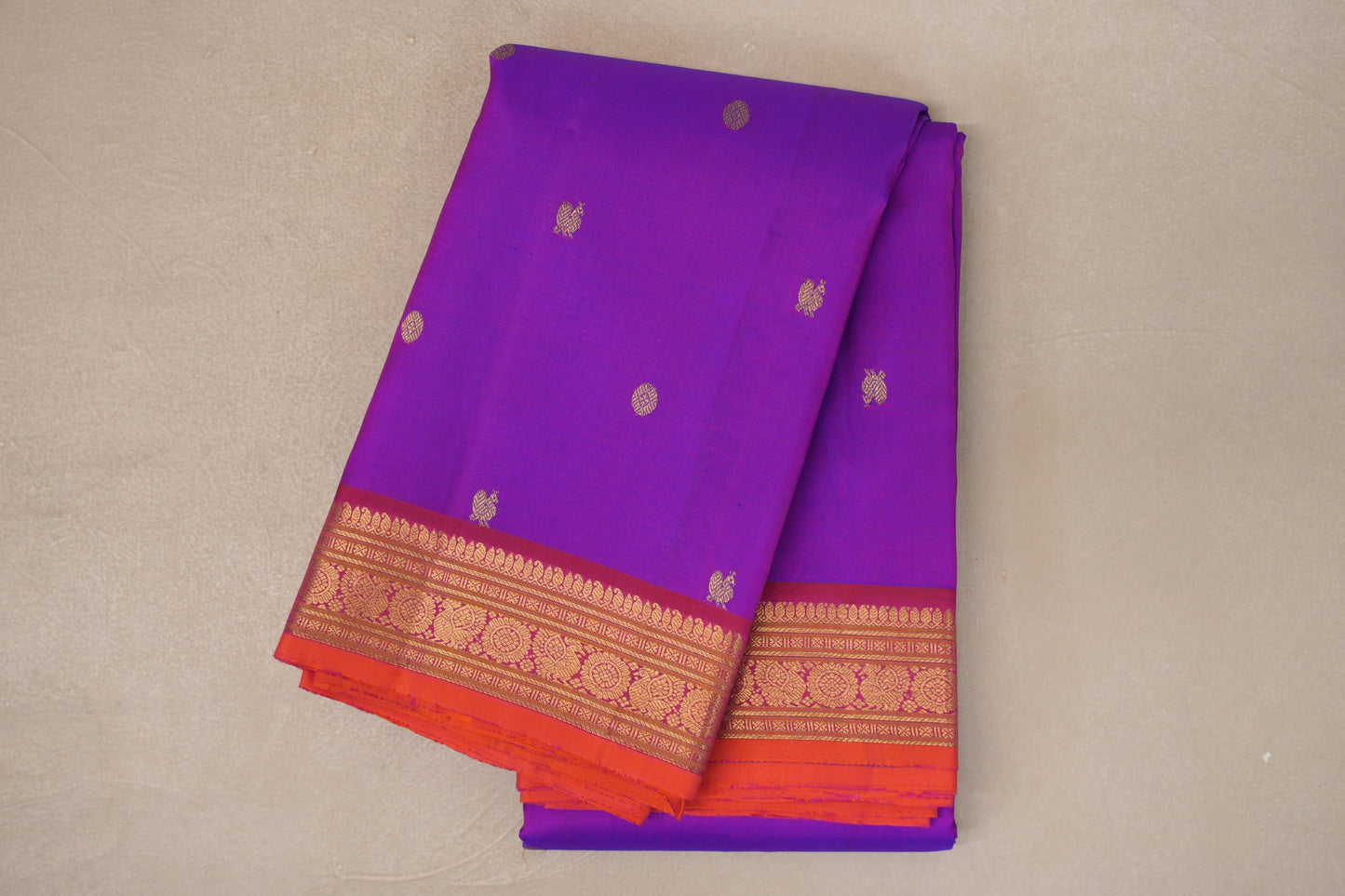 Dual Tone of Blue & Magenta Vintage Kanjivaram Silk Saree