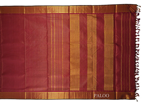 Maroon Zari Vaira Oosi Ten yards silk saree paloo