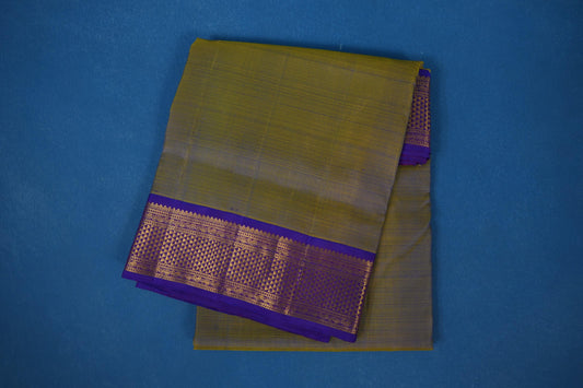 Light Green with blue dual tone ten yards silk saree 