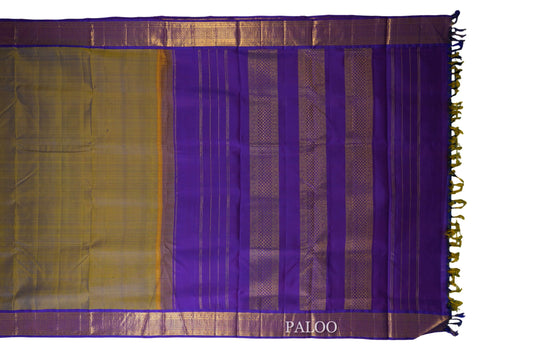 Light Green With Blue dual tone 10 yards silk saree 