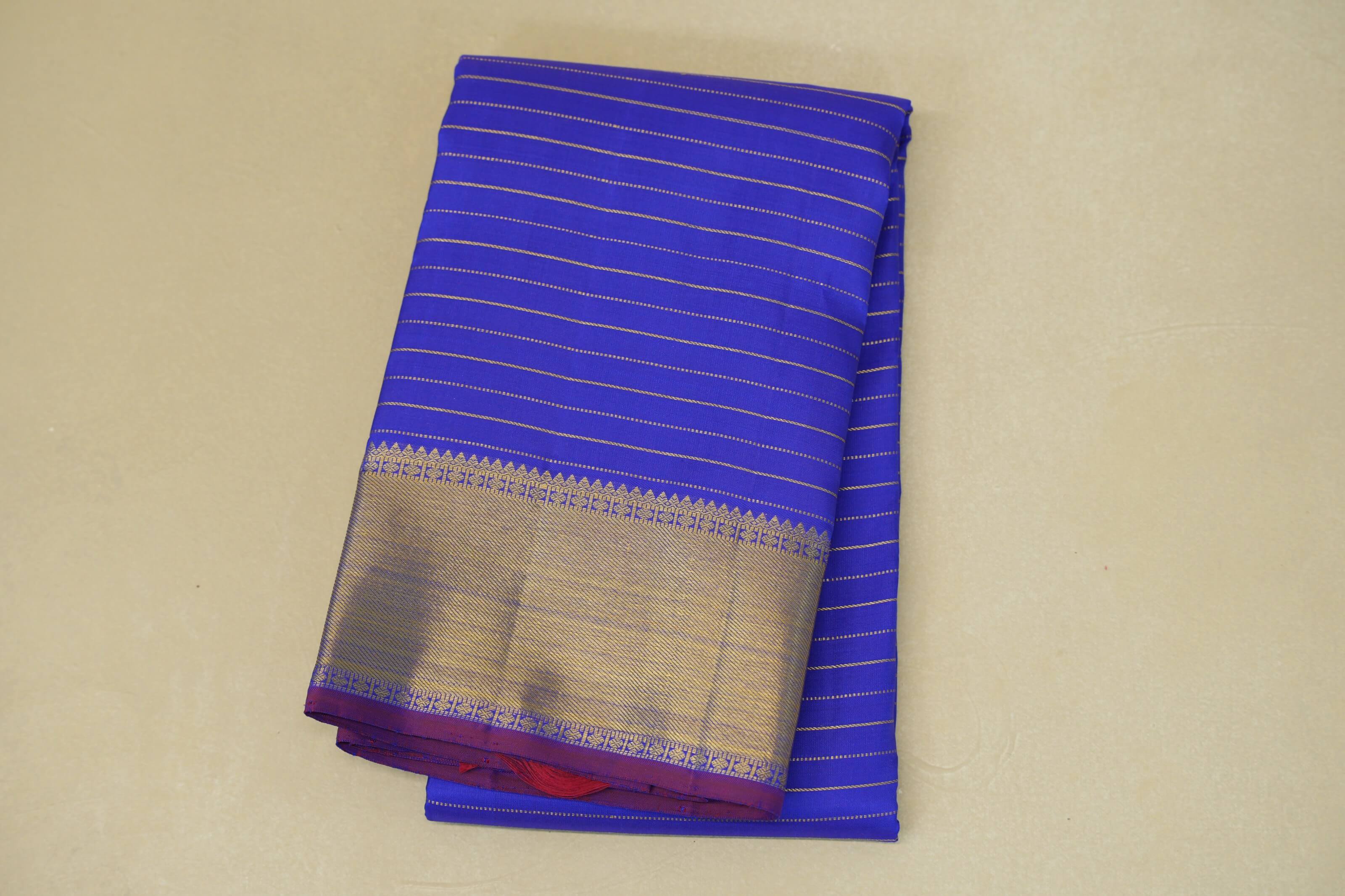 folded Royal Blue  Heirloom Beldhary Kanjivaram Silk Saree