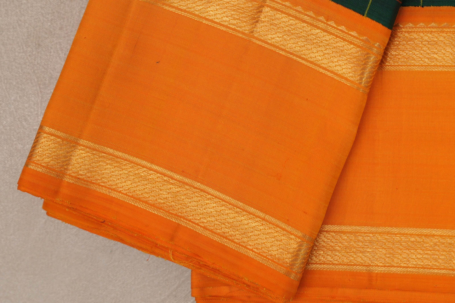 Deep Bottle Green Vintage Kanjivaram Silk Saree rettai pettu border