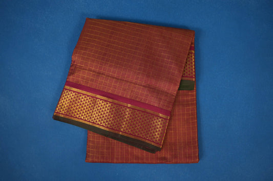 Maroon tissue zari Ten yards silk saree