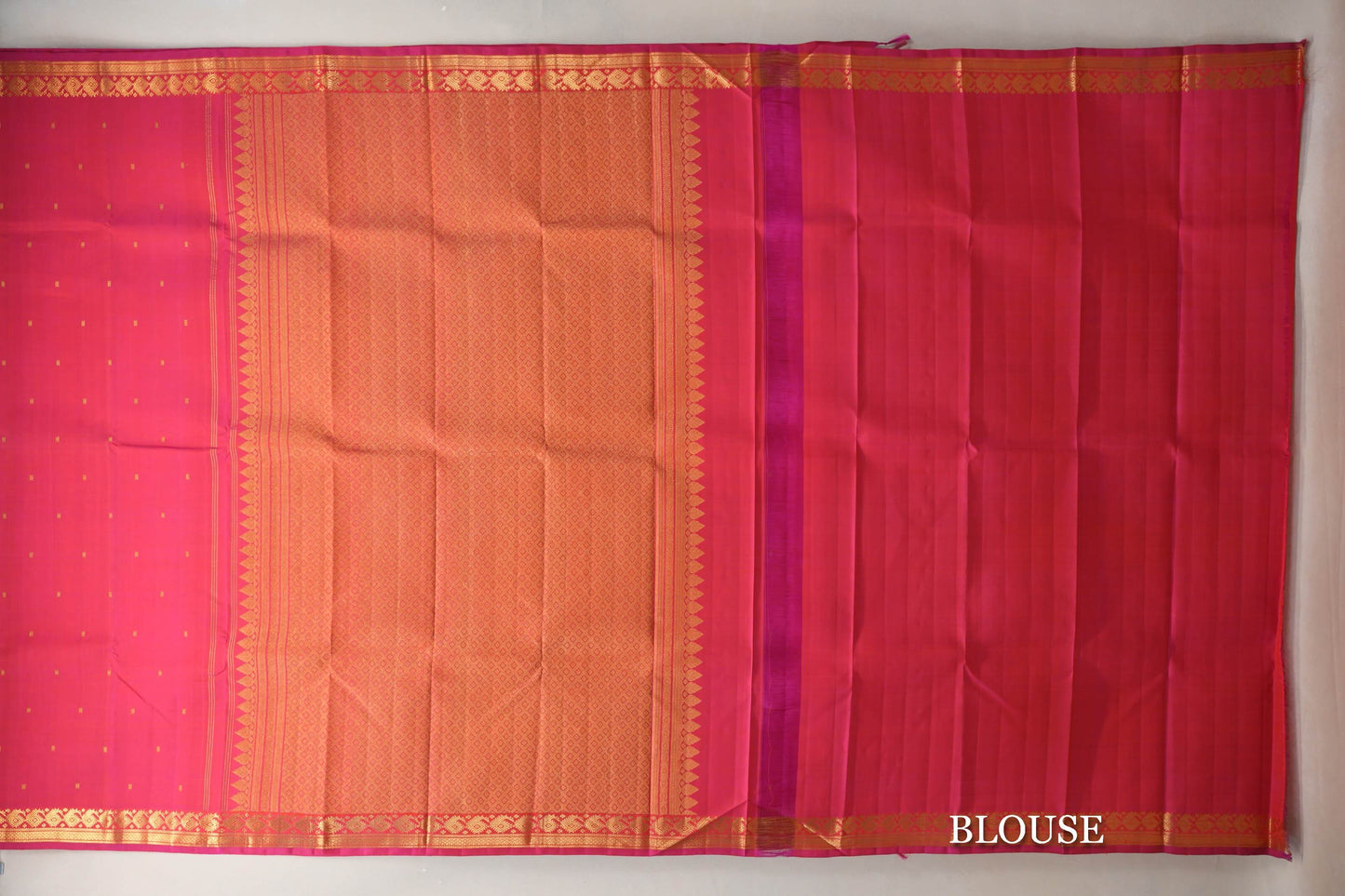 Orangish Pink Vintage Kanjivaram Silk Saree blouse