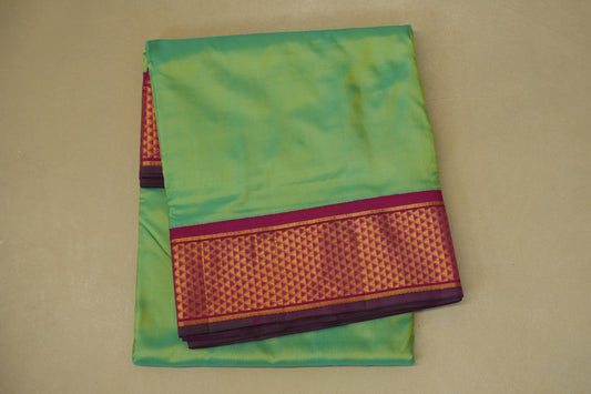 folded Sea Green Ten yards silk Saree 