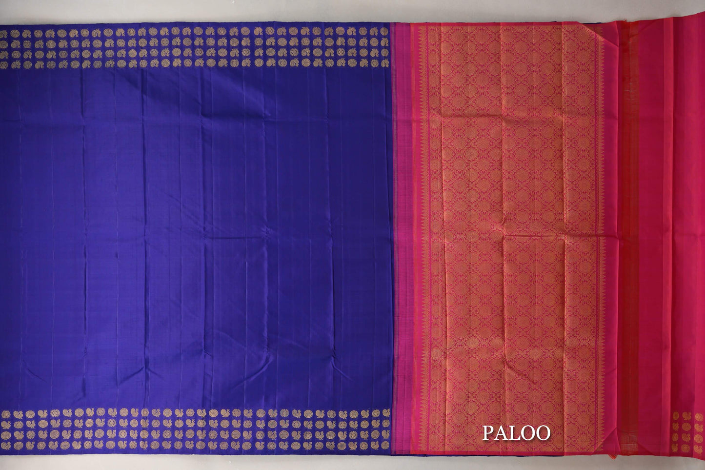 Deep Blue Vintage Kanjivaram Silk Saree paloo