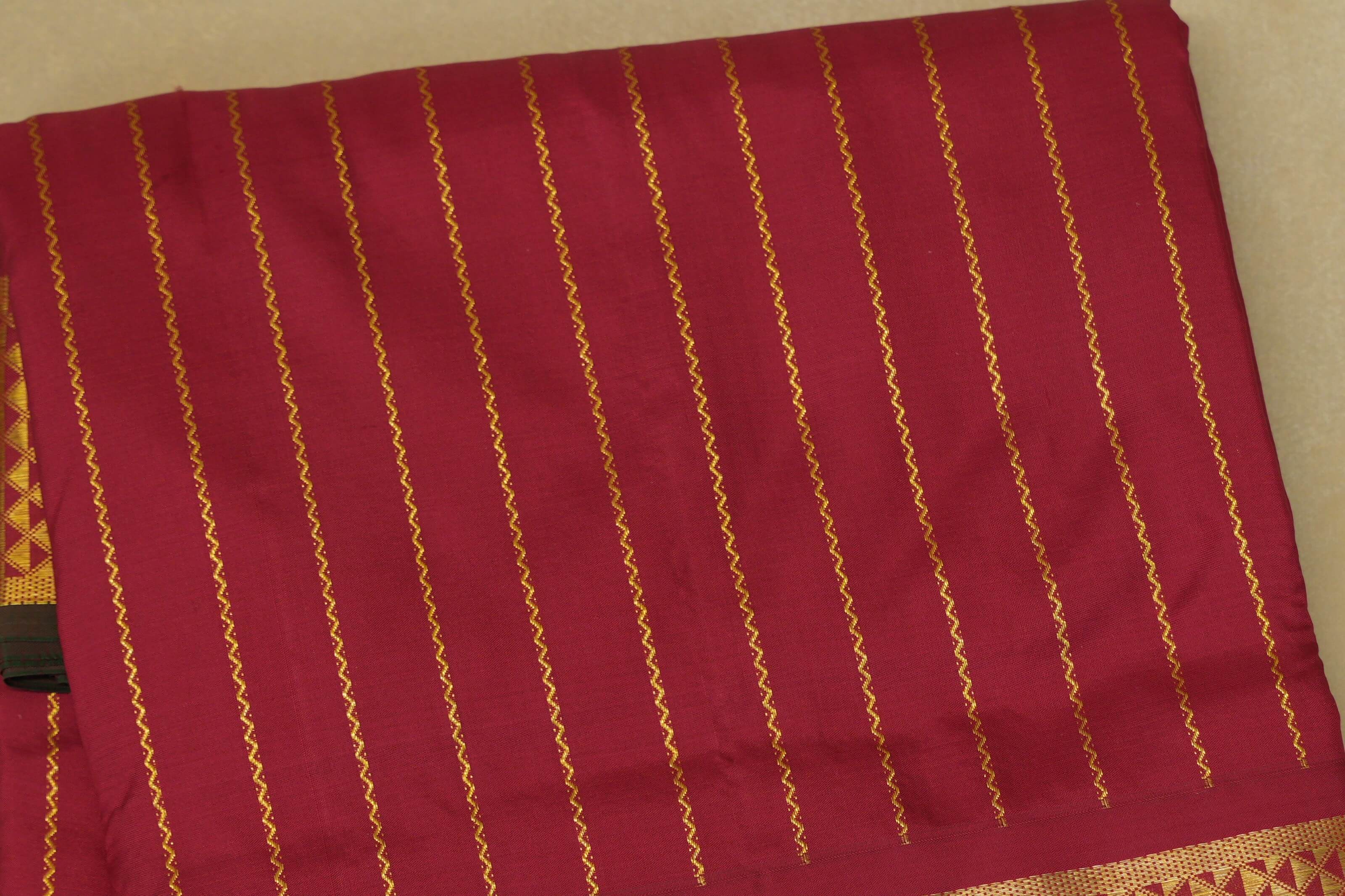 Deep Red Ten yards Beldhary silk  saree body zoom