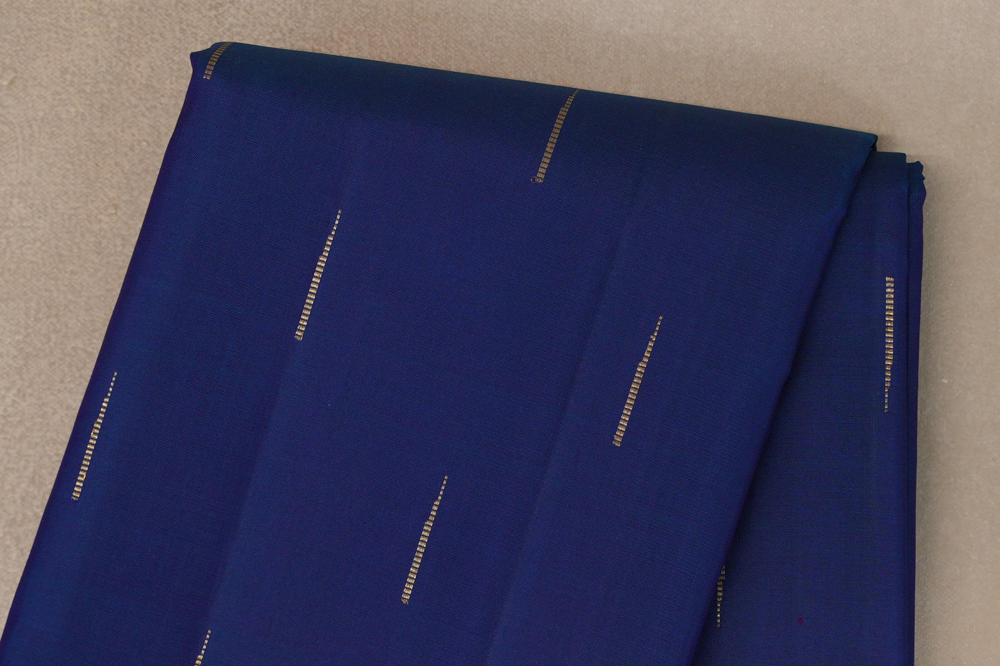 Peacock Blue with Orange & Mustard Yellow Selvedge Borders Vintage Kanjivaram Silk Saree body