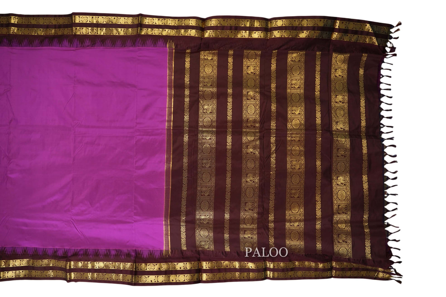 Magenta ten yards silk saree paloo
