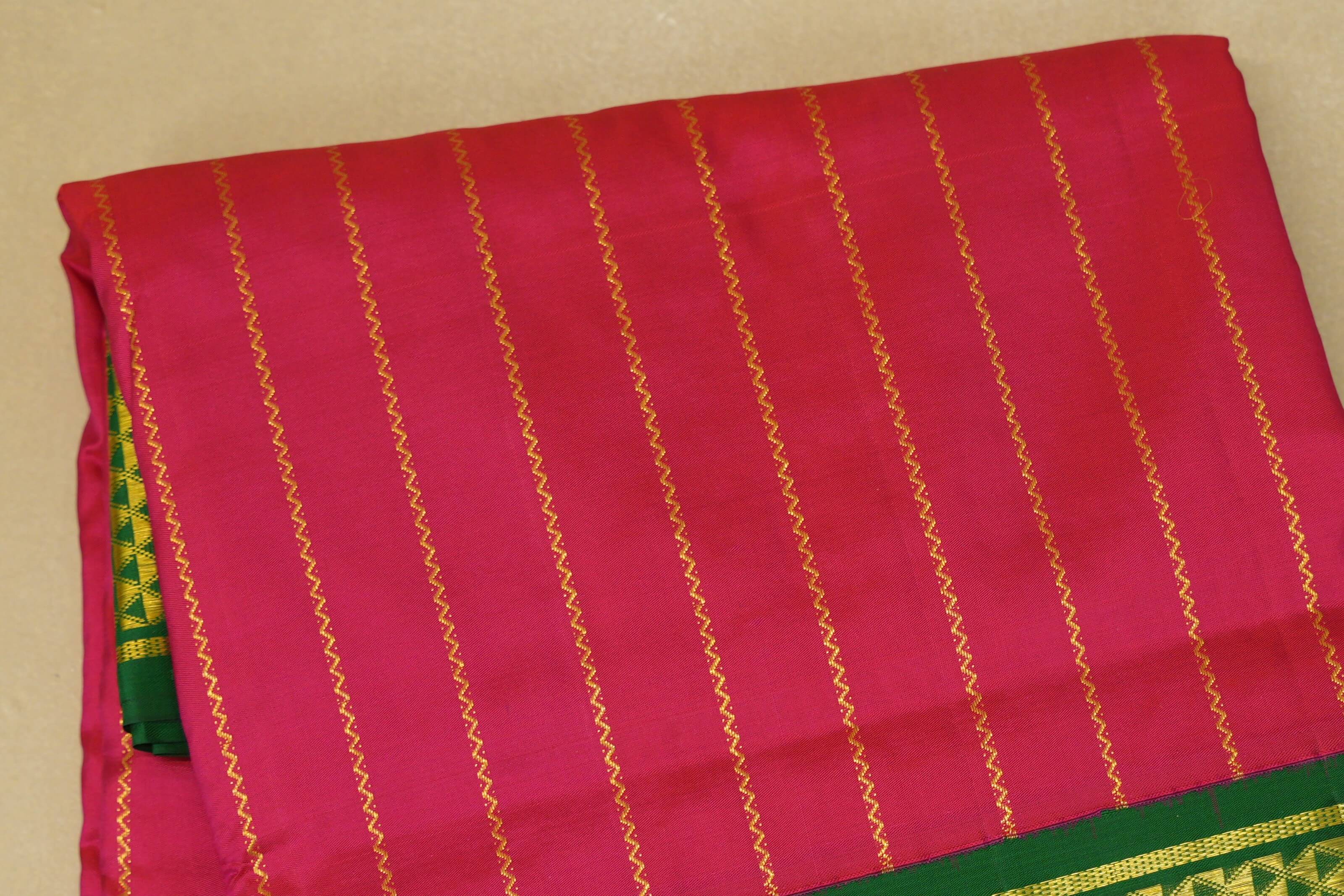 Rani Pink Ten yards silk saree body zoom