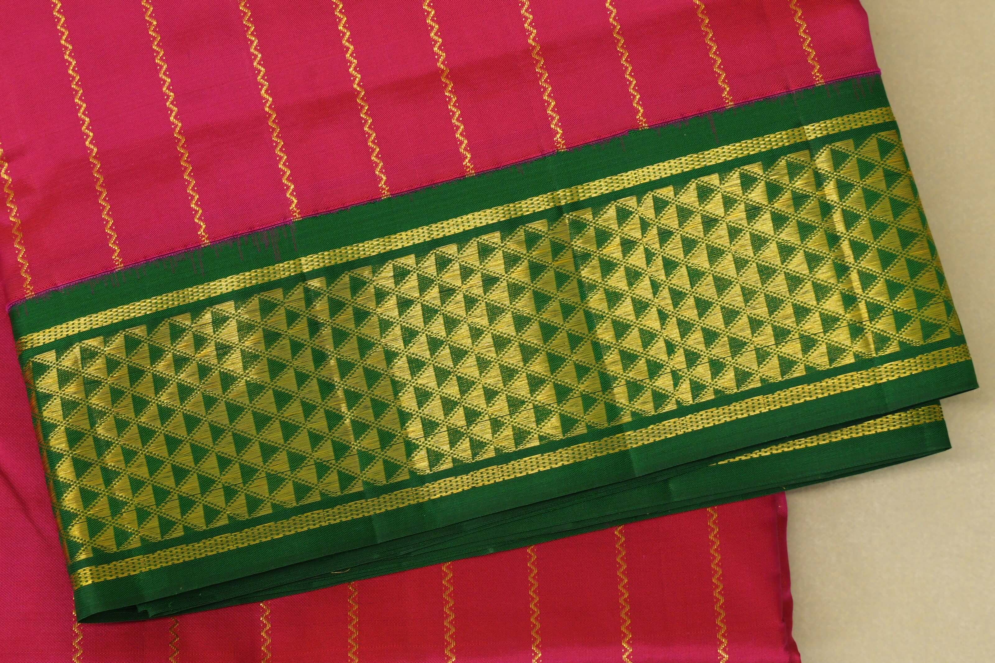 Rani Pink Ten yards silk saree border  zoom