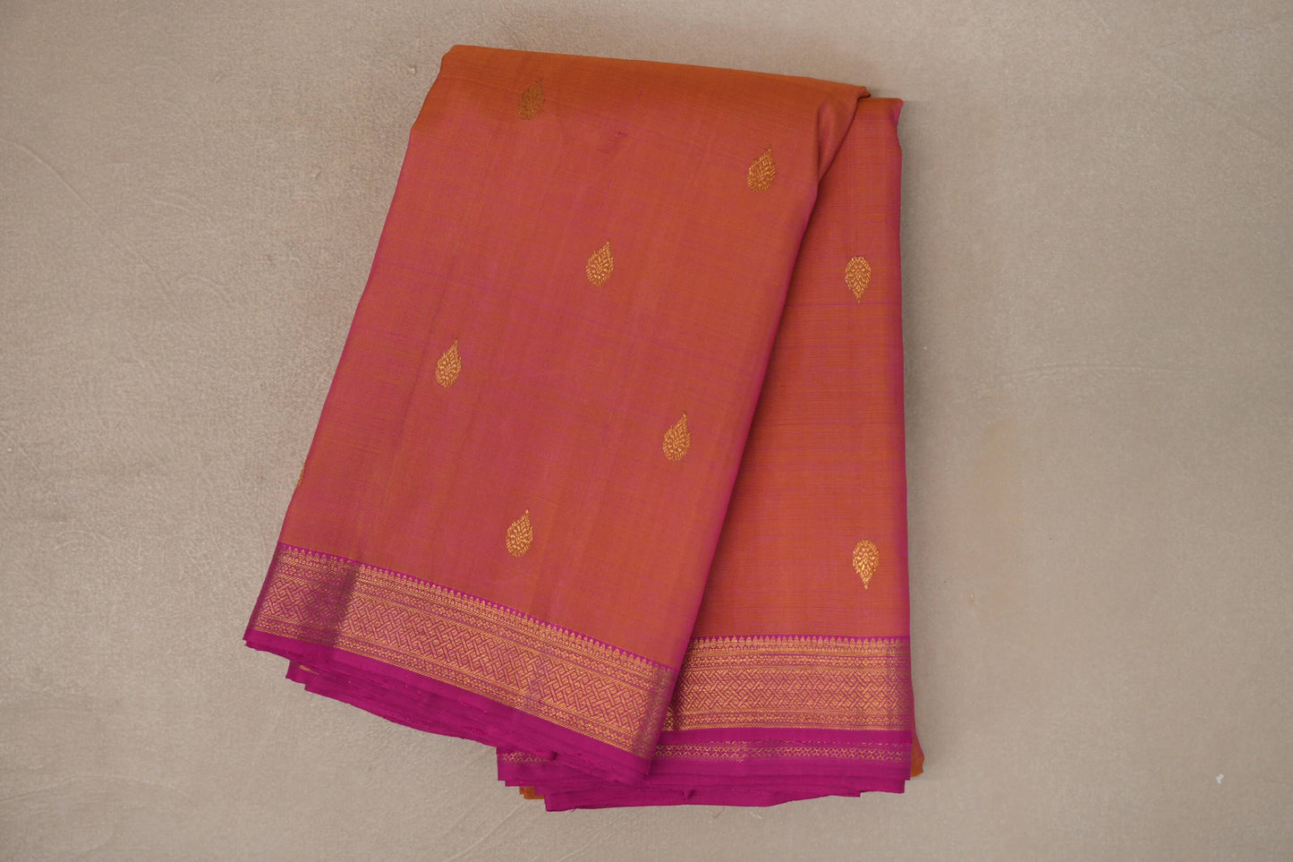 Dual Tone of Pink & Yellow with Bright Magenta Borders Vintage Kanjivaram Silk Saree