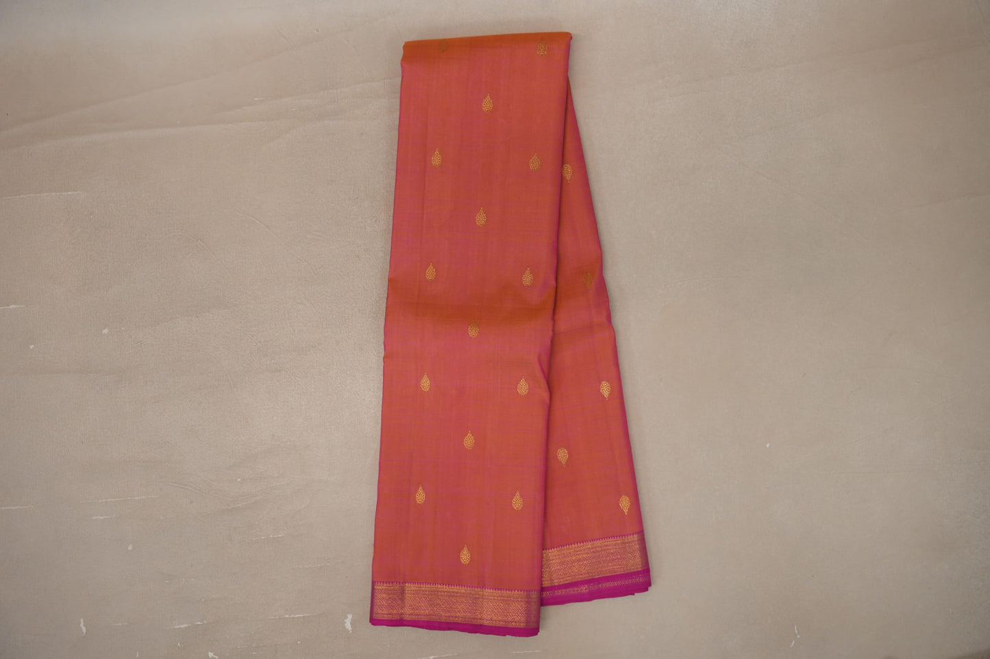 Online Dual Tone of Pink & Yellow with Bright Magenta Borders Vintage Kanjivaram Silk Saree