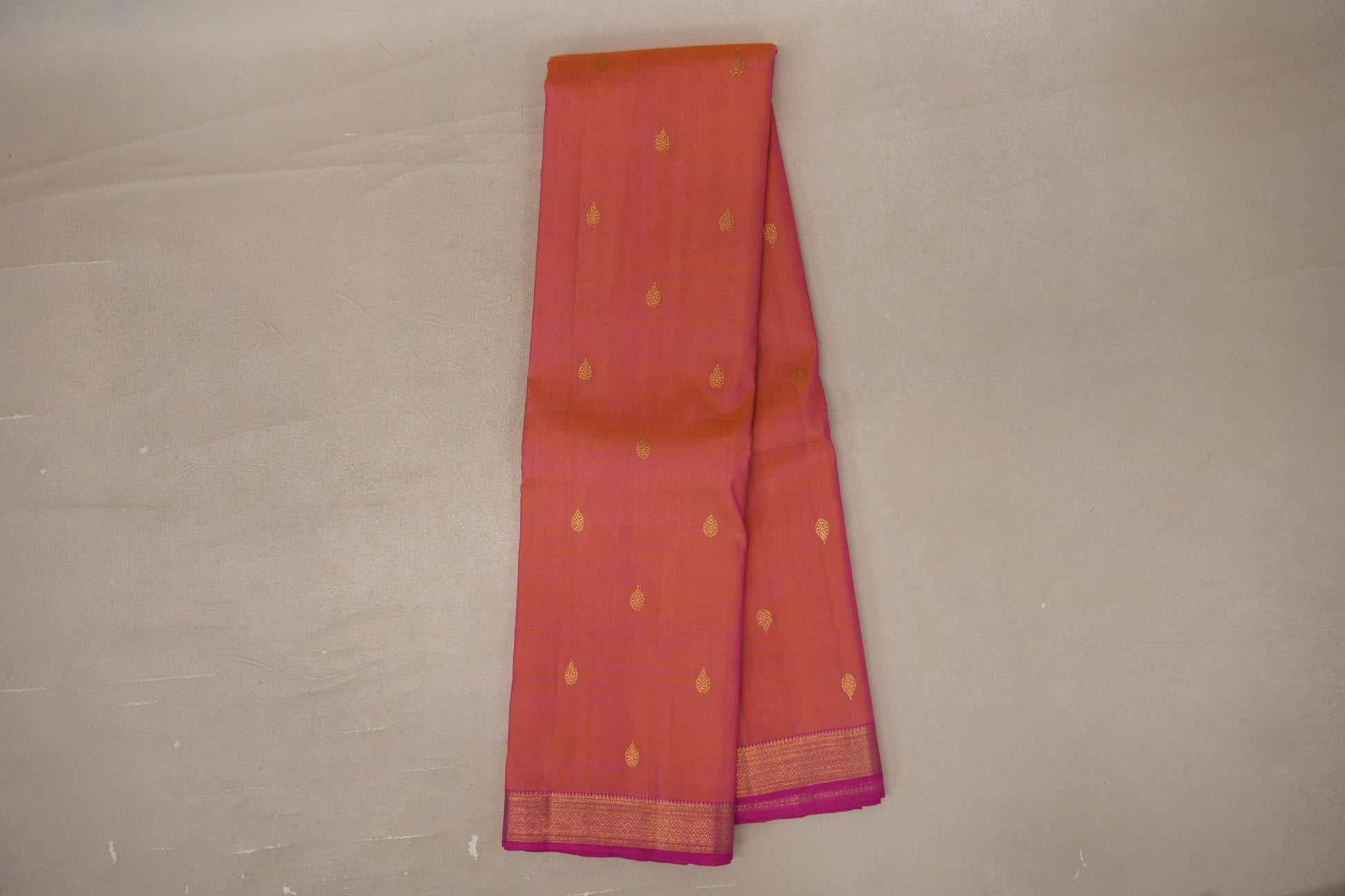 Online Dual Tone of Pink & Yellow with Bright Magenta Borders Vintage Kanjivaram Silk Saree